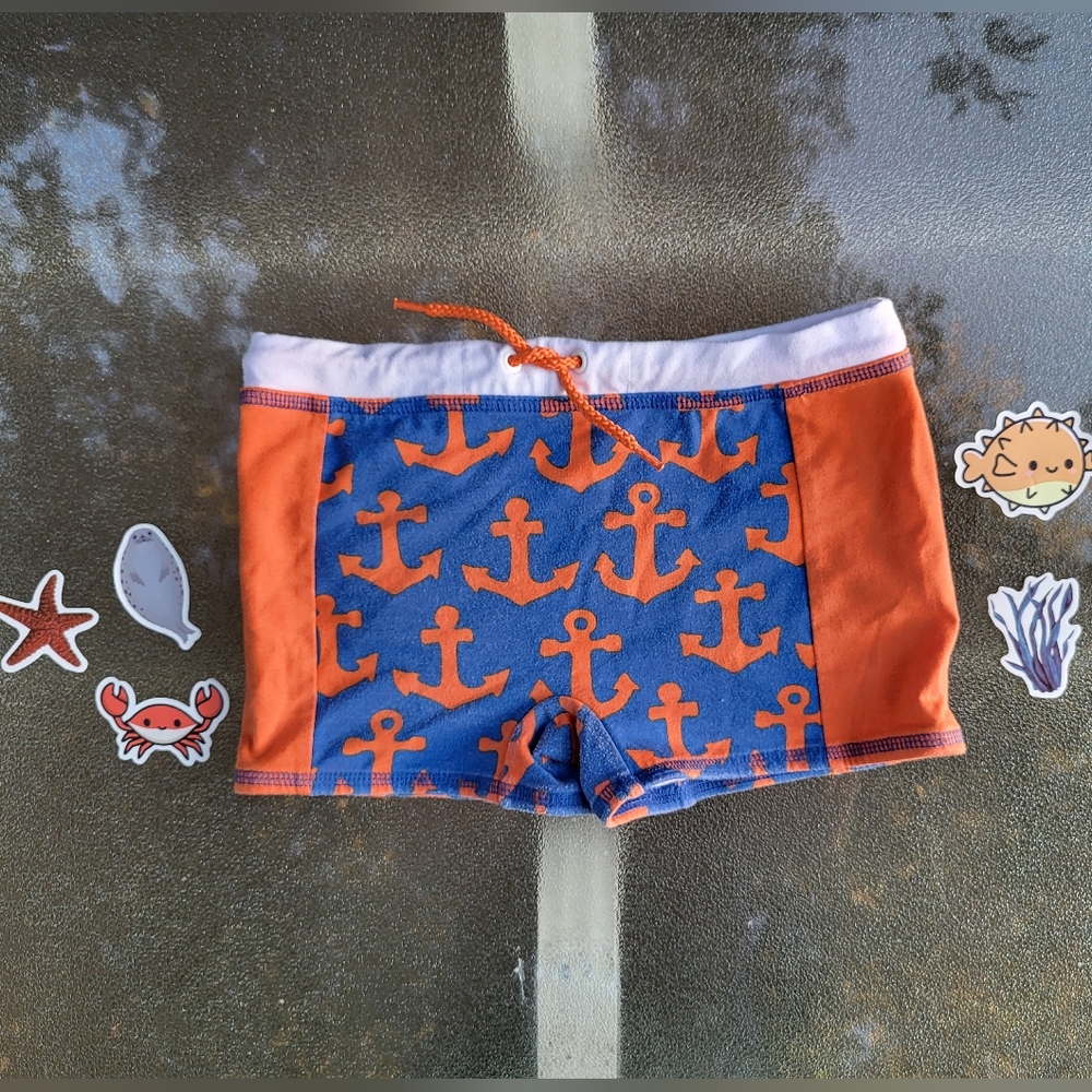 Mini Boden anchor Swim Shorts